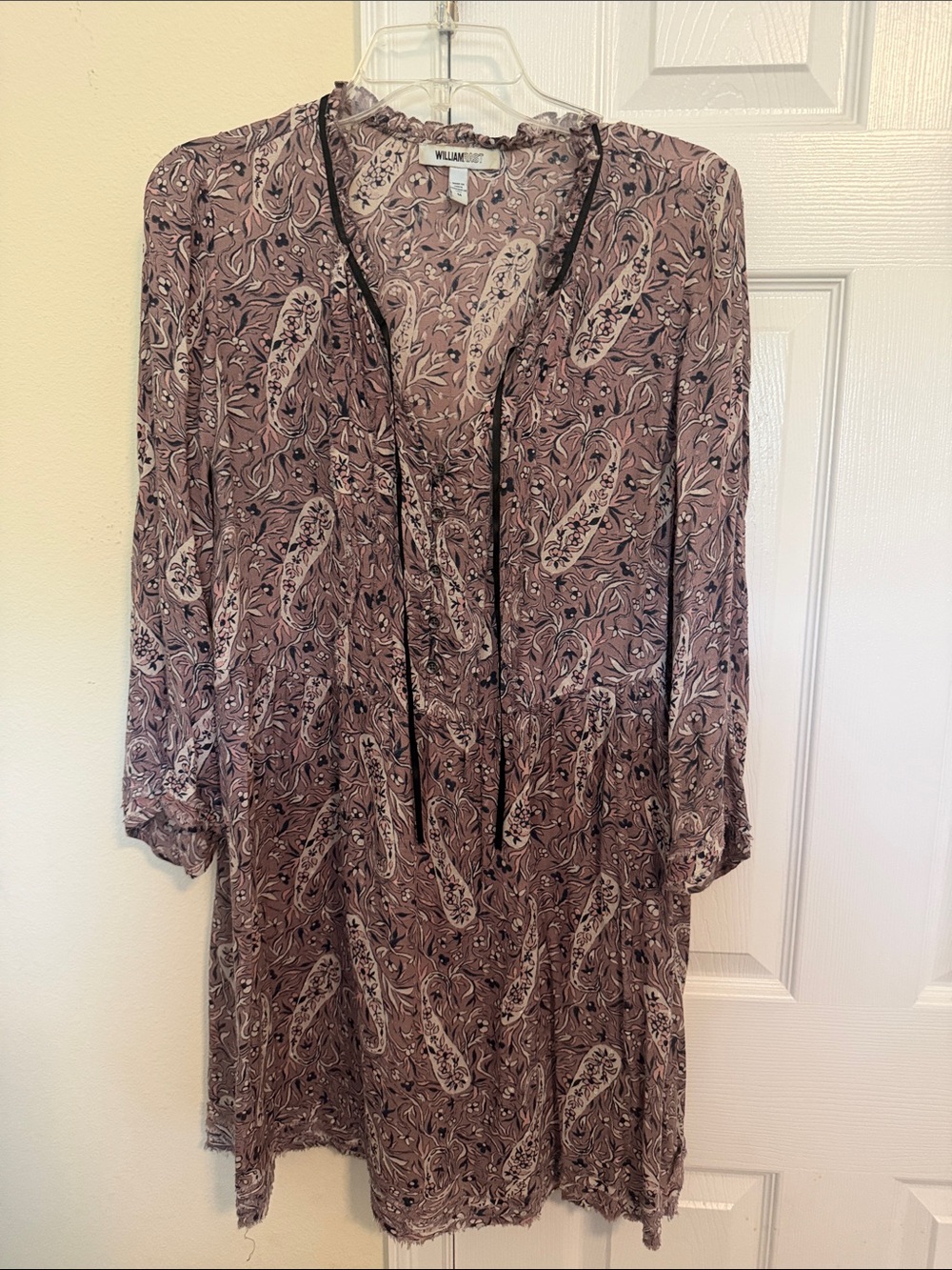 William Rast Mauve Pink Paisley Long Sleeve Tunic Dress